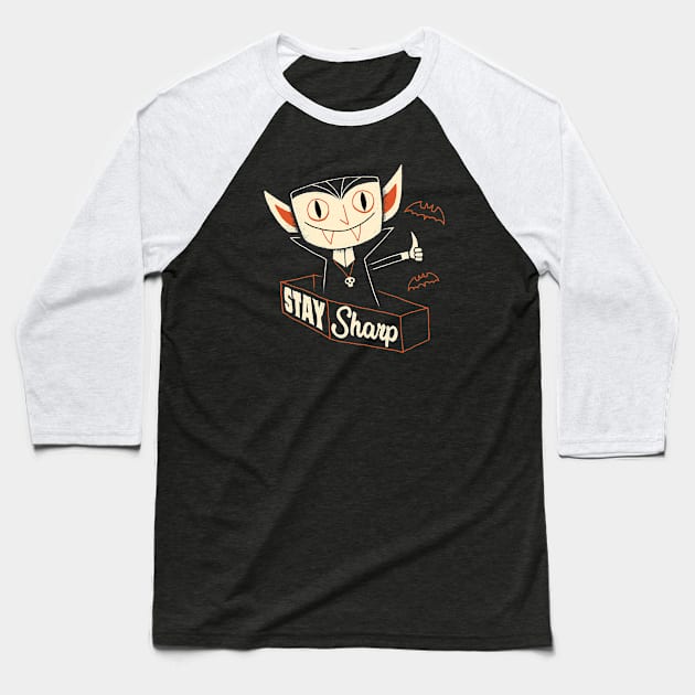 Stay Sharp Baseball T-Shirt by DinoMike